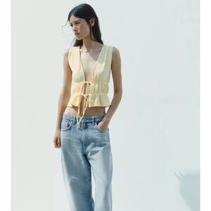 NWT ZARA GINGHAM TIE TOP